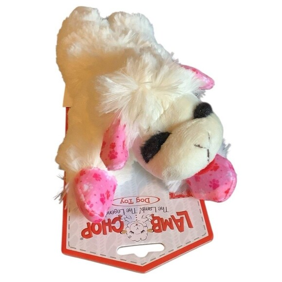 Lamb Chop Dog Toy Pink Hearts 8.5” Squeaks New - Picture 1 of 2